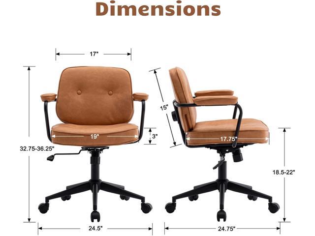 HEAH-YO Modern Armless Desk Chairs Set of 1, Swivel Computer Task Chair with Wheels and Armrests, PU Leather Adjustable Office Chair with Backrest...