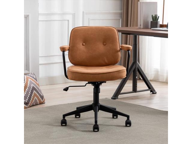 HEAH-YO Modern Armless Desk Chairs Set of 1, Swivel Computer Task Chair with Wheels and Armrests, PU Leather Adjustable Office Chair with Backrest...