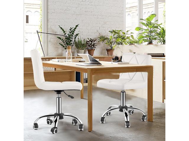 COSVALVE Armless Desk Chair, Mid Back Swivel Office Chair, Adjustable Executive Conference Task Chair with Rolling Wheels and Diamond Pattern, for...
