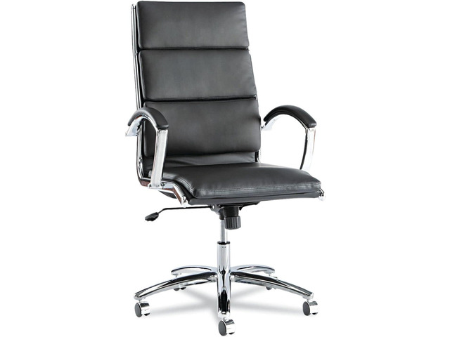 Alera ALENR4119 Alera Neratoli Series High-Back Swivel/tilt Chair, Black Leather, Chrome Frame