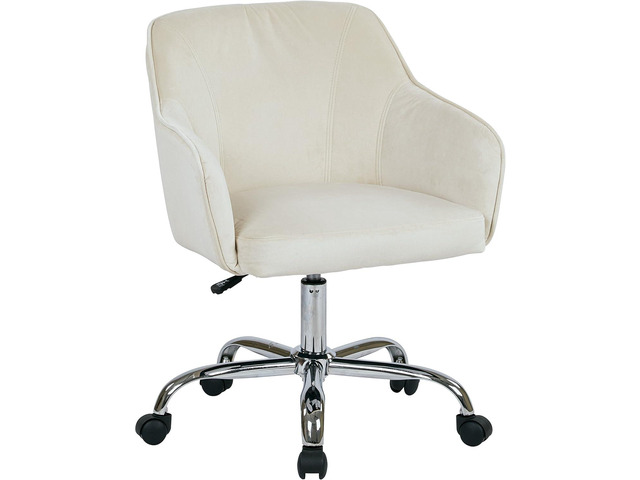 OSP Home Furnishings Bristol Chrome Base Upholstered Task Chair, Oyster Velvet