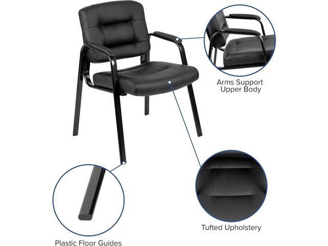 Flash Furniture Darwin Flash Fundamentals LeatherSoft Executive Reception Chair, Modern Tufted Lounge Chair for Living Room or Office, Black