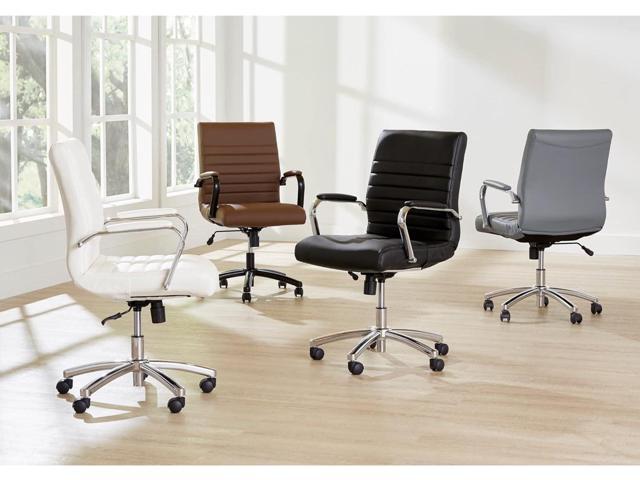 Realspace Modern Comfort Series Winsley Bonded Leather Mid-Back Chair, Gray