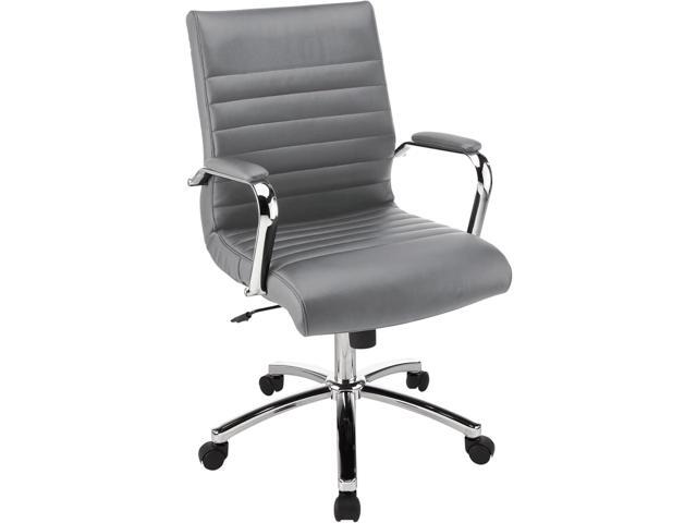 Realspace Modern Comfort Series Winsley Bonded Leather Mid-Back Chair, Gray