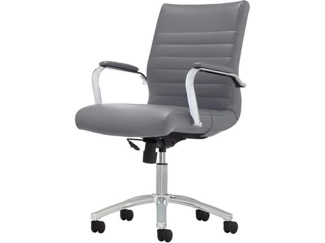 Realspace Modern Comfort Series Winsley Bonded Leather Mid-Back Chair, Gray