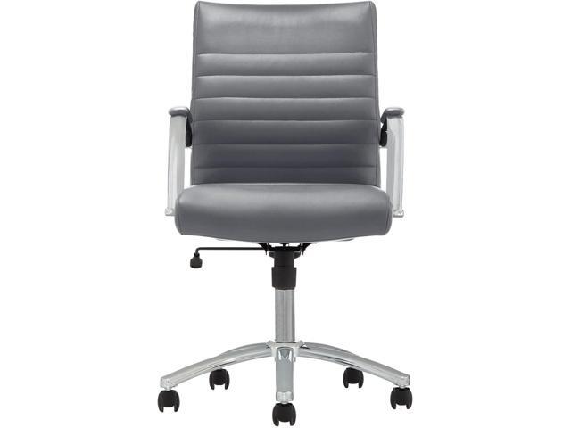 Realspace Modern Comfort Series Winsley Bonded Leather Mid-Back Chair, Gray
