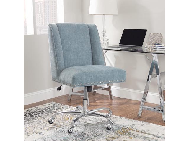 Clayton Aqua and Chrome Swivel Adjustable Height Office Chair By Linon