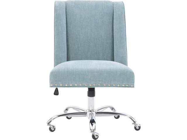 Clayton Aqua and Chrome Swivel Adjustable Height Office Chair By Linon