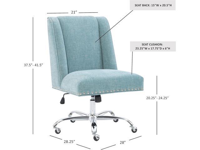 Clayton Aqua and Chrome Swivel Adjustable Height Office Chair By Linon