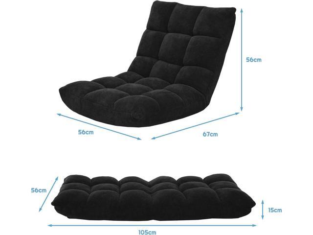 DORTALA Floor Gaming Chair with Back Support, 14-Position Adjustable Banana Chair for Adults, Foldable Floor Seats for Reading, Gaming (Black)