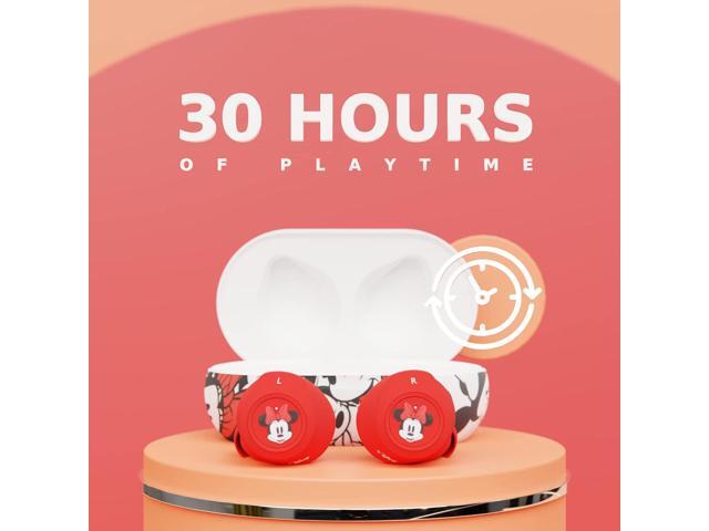 Disney Minnie Mouse Bluetooth Earbuds with Charging Case- Bluetooth Wireless Headset with Built-in Mic and 30 Hours of Playtime- Disneyland...