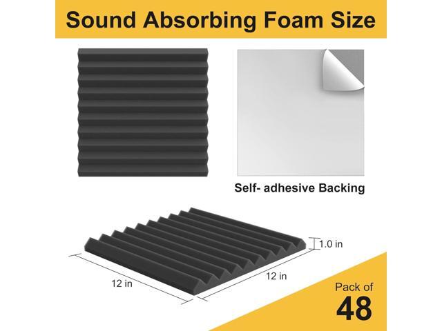 JBER Acoustic Foam Panels, 48 Pack 12x12x1 Inch Upgraded Self-Adhesive Soundproof Wall Panels Sound Absorbing Panel Treatment for Home Office...
