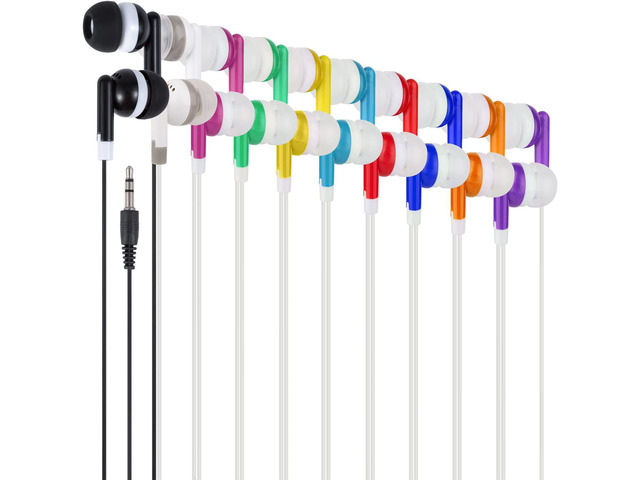 Wjjitan Kids Bulk Earbuds Headphones Earphones 50 Pack Multi Colored, Wholesale Disposable Ear Buds Individually Bagged for Schools, Classroom,...