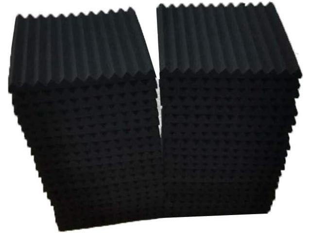 Burdurry 50 Pack Acoustic Panels Soundproof Studio Foam for Walls Sound Absorbing Panels Sound Insulation Wedge for Studio, 1' X 12' X 12' (Black)