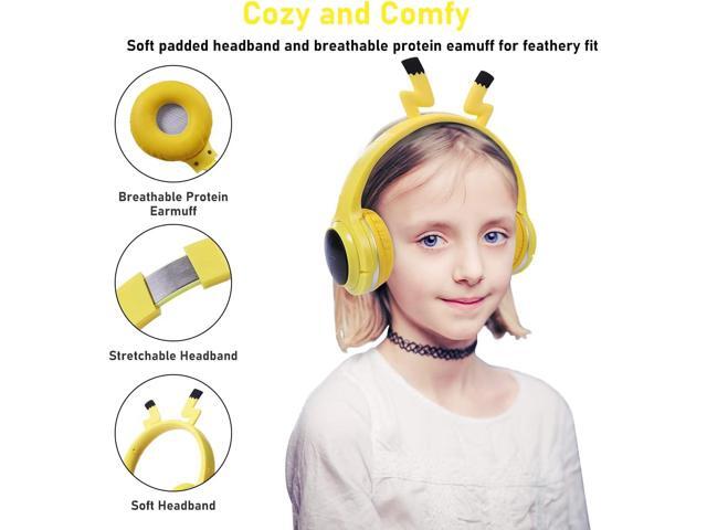 Kids Bluetooth Headphones, Colorful LED Lights Wireless Cartoon Headphones, Over Ear Headphones Built-in Mic for Children/School/iPad/Tablet/Airplane