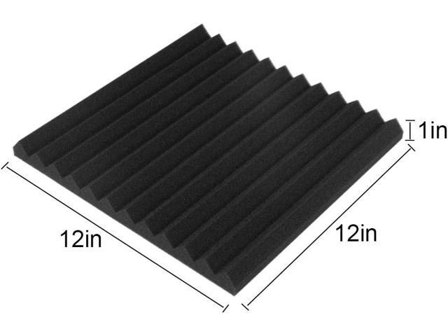 Burdurry 50 Pack Acoustic Panels Soundproof Studio Foam for Walls Sound Absorbing Panels Sound Insulation Wedge for Studio, 1' X 12' X 12' (Black)