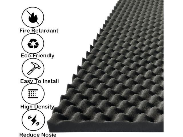KTOESHEO 2 PCS Acoustic Panels,48''X24''X2'' Egg Crate Foam Soundproof Foam Wall Panels,High Density Fireproof Noise Cancelling Foam Studio Foam...