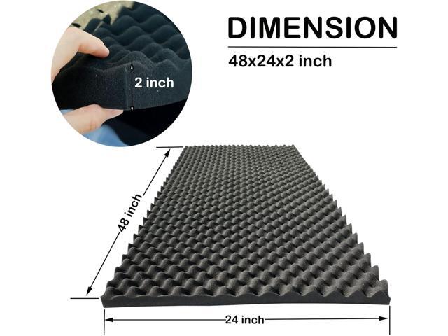 KTOESHEO 2 PCS Acoustic Panels,48''X24''X2'' Egg Crate Foam Soundproof Foam Wall Panels,High Density Fireproof Noise Cancelling Foam Studio Foam...