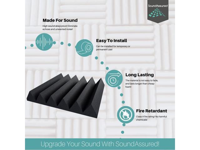Professional Acoustic Foam Panels - Wedge Style 12x12x2 Tiles - 4 Pack - Studio Foam for Sound Dampening - Soundproofing Foam for Walls and...