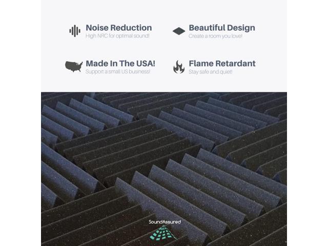 Professional Acoustic Foam Panels - Wedge Style 12x12x2 Tiles - 4 Pack - Studio Foam for Sound Dampening - Soundproofing Foam for Walls and...