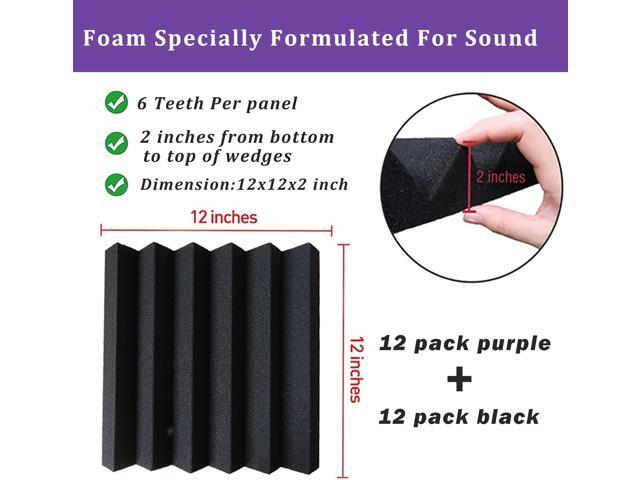 KTOESHEO 24 Pack Acoustic Panels,2' x 12' x 12'Sound Proof Foam Panels for Wall,Fireproof Absorbing Noise Cancelling Panels,to Absorb Noise and...