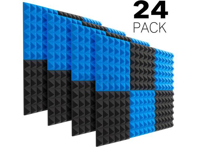 JBER Acoustic Sound Foam Panels, 24 Pack 2' X 12' X 12' Blue and Black Soundproofing Treatment Studio Wall Padding Sound Absorbing Fireproof...