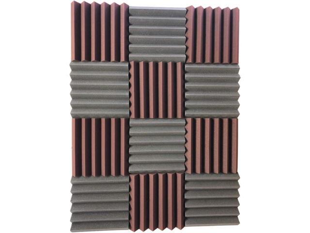 Soundproof Store 4492 Acoustic Wedge Soundproofing Studio Foam Tiles, 2 X 12 X 12-Inch, Pack of 12 (Charcoal Black and Burgundy Maroon)