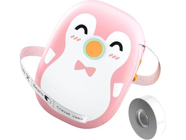 MUNBYN Penguin Label Maker Machine with Tape, Bluetooth Pocket Thermal Label Printer, Handheld Sticker Printer for Christmas Home Kitchen Study.