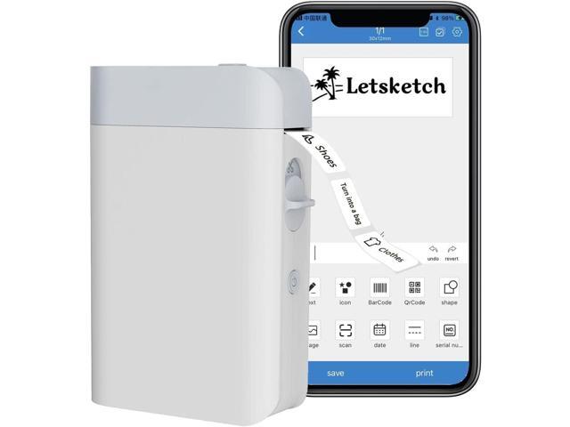 LetSketch Label Maker Mini Bluetooth Thermal Label Printer Rechargeable Portable Pocket Inkless Printer, Mini Sticker Maker with 3 Tapes for School.