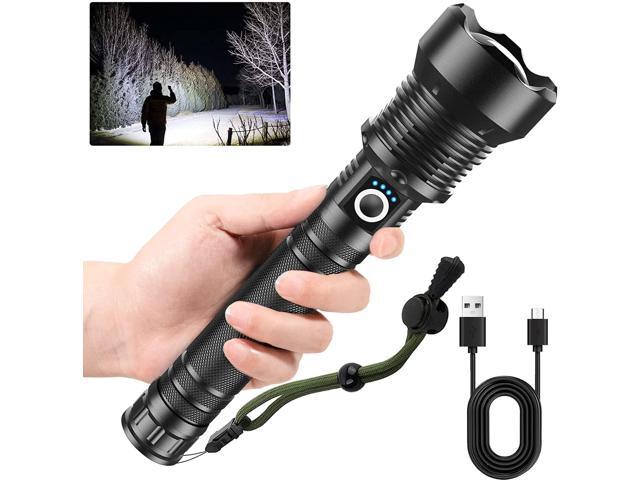 Cinlinso Flashlights High Lumens Rechargeable, 200000 Lumens Super Bright Led Flashlight, Flash Light with 5 Modes, IPX6 Waterproof, Handheld.