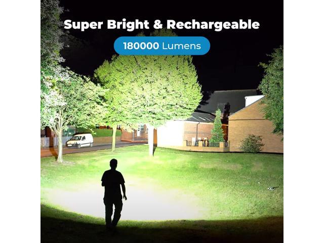 Rechargeable Flashlights High Lumen 2 Pack, 180000 Lumens Super Bright 5000mAh High Capacity LED Flashlight with 5 Modes, Powerful Handheld Flash...