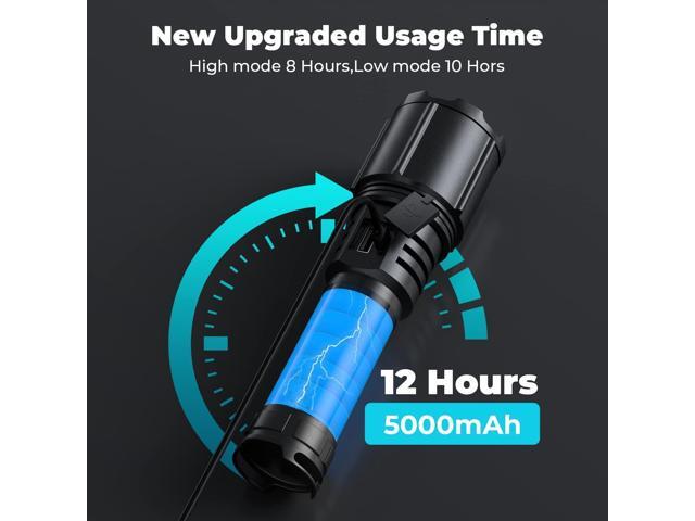 Rechargeable Flashlights High Lumen 2 Pack, 180000 Lumens Super Bright 5000mAh High Capacity LED Flashlight with 5 Modes, Powerful Handheld Flash...