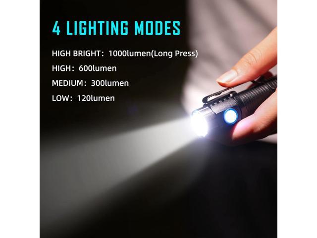 lexall Small Flashlight, 1200 High Lumens, USB Rechargeable Compact LED Flashlight with Clip, Mini Pocket Sized EDC Flashlight with Unique Tail...