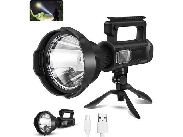 Chanarily Rechargeable High Lumens Spotlight Flashlight, 100000 Lumens Super Bright LED Searchlight with Tripod, 4 Modes, IPX5 Waterproof, Handheld.