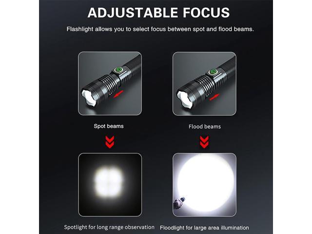 600000 Hign Lumen Handheld Flashlight Rechargeable LED Tactical Flashlight with 5 Modes Waterproof for Camping Hiking Outdoor Biking Emergency Self...