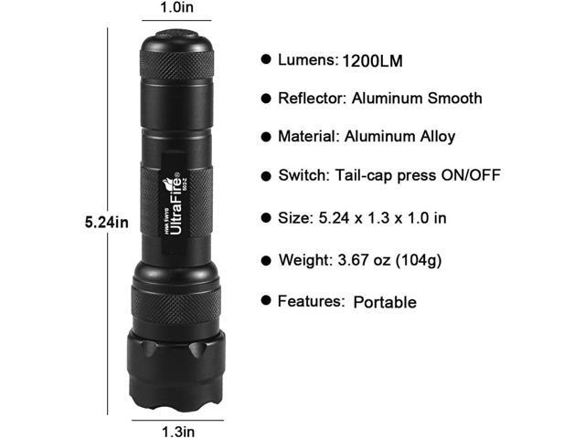 ULTRAFIRE Single Mode Mini Flashlight,1200 High Lumen Zoomable LED Tactical Flashlight with UFB18 and Charger for Outdoor Camping and Hiking Bright...