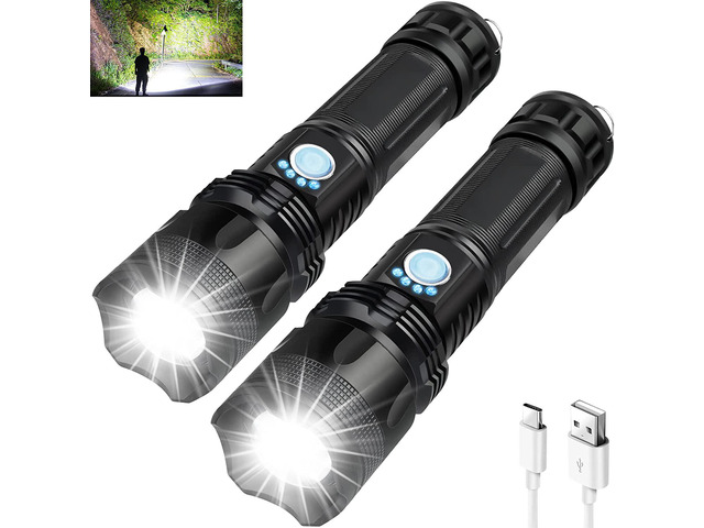 AXRUNZE Rechargeable Flashlights High Lumens, 100000 Lumen Super Bright Flashlight, Powerful Flashlights with 5 Lighting Modes, Zoomable, IPX5...