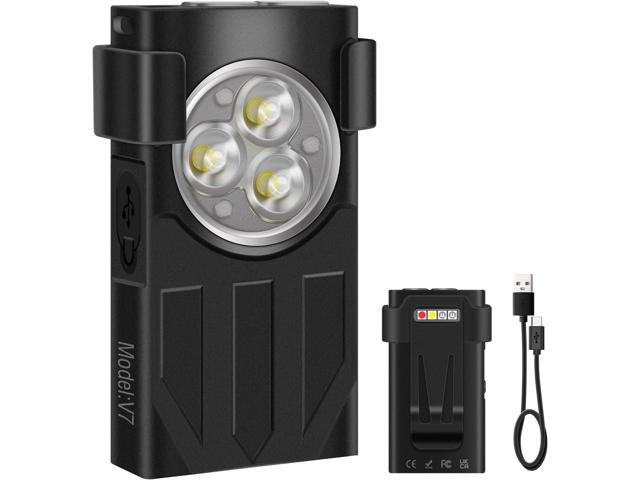 NGOKPYD V7 Mini Powerful EDC Flashlight High Lumens 1100LM LED Rechargeable Flashlight with Magnetic and Cilp,Small Pocket Flash Light with Red.