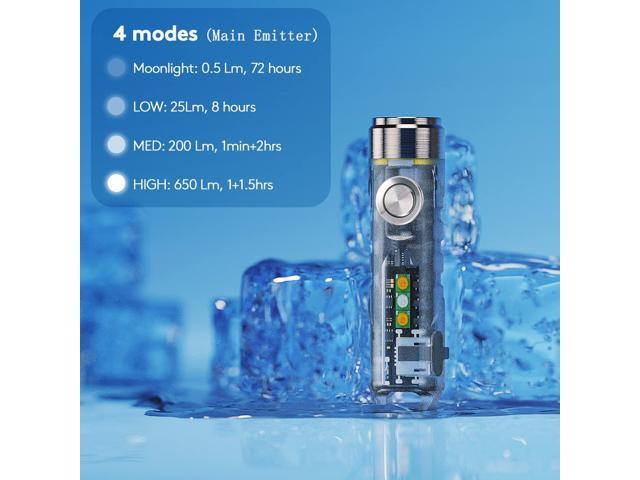 RovyVon Aurora A7 G4 Keychain Flashlight, USB C Rechargeable Max 650 High Lumen Flashlights Super Bright with EDC Small Size, 8 Mode, Glow Blue,...