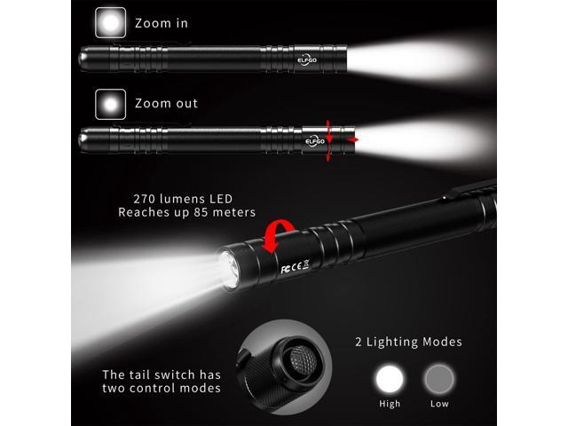 270 Lumens LED Pen Light, Zoomable Penlight Flashlight, Pocket Size Clip Flashlight Small Mini Handheld Slim Flashlight for Nurse, Medical,...