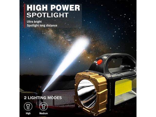 2-Pack Solar Flashlights High Lumens Rechargeable Outdoor Waterproof Spotlight LED Work Light Searchlight Lantern for Camping Emergencies