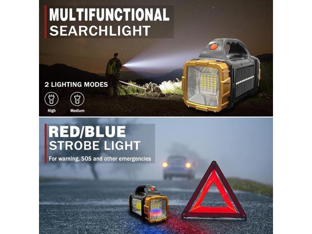 2-Pack Solar Flashlights High Lumens Rechargeable Outdoor Waterproof Spotlight LED Work Light Searchlight Lantern for Camping Emergencies