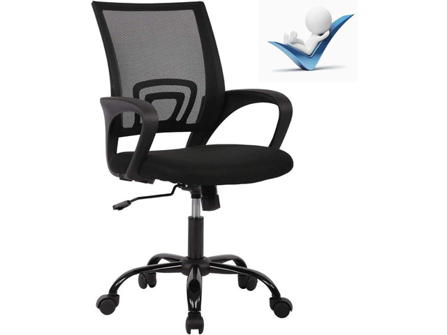 Ergonomic Mid Back Mesh Office Chair - Lumbar Support, Adjustable, Swivel, Rolling, Pink Desk Chair with Arms for Working & Meeting