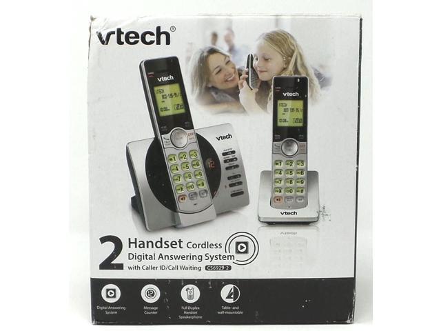 VTech CS6929-2 Cordless Phone with Answering System and Caller ID, Silver/Black with 2 Handsets DECT 6.0 Expandable
