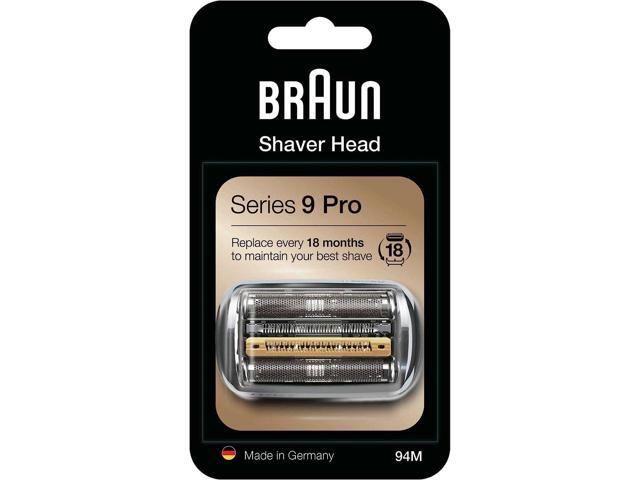 Braun Shaver Head Replacement Part 94M Silver, Compatible with Series 9 Pro and Series 9 Electric Razors for Men