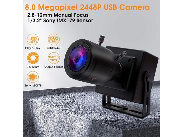 SVPRO Manual Zoom Focus USB Camera 2.8-12mm Varifocal Lens 2448P HD USB Web Camera 8MP High Definition with Sony IMX179 Sensor M12 Mount Lens...