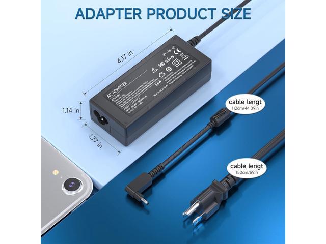 65W Laptop Charger Compatible with Acer Chromebook N15Q9 N15Q8 & Aspire 5 Series - Replacement Power Cord (3.0mm*1.1mm)