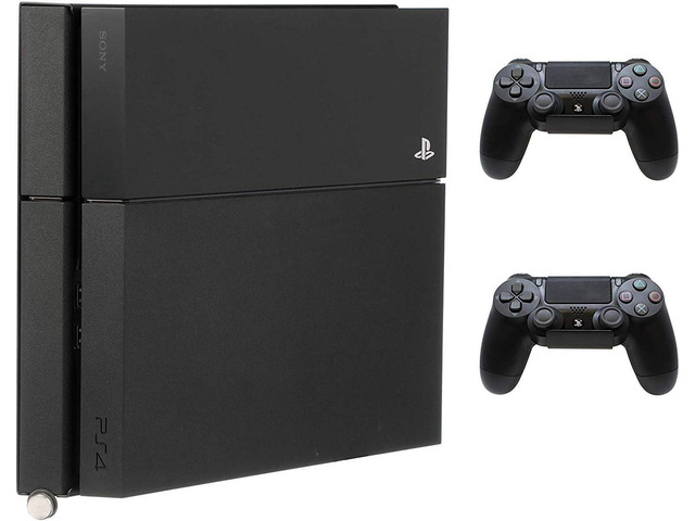 HumanCentric PS4 Mount for PS4 Original (2013 - mid 2016 Model) + 2 Controller Mounts Bundle (Black) Mount on The Wall or on The Back of The TV ...