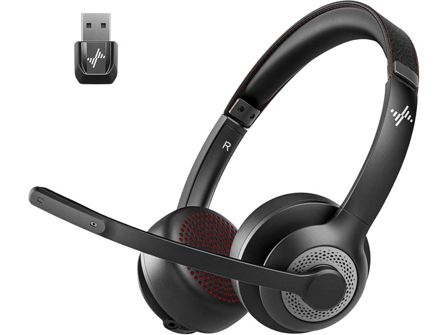 Wireless Headset with AI Noise Cancelling Microphone Bluetooth Headset - Bluetooth V5.2 Headphones with USB Dongle & Mic Mute for...