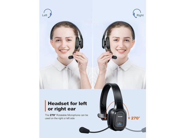 TECKNET Trucker Bluetooth Headphones with Microphone Noise Canceling Wireless On Ear Headset, Hands Free Wireless Headset for Cell Phone Computer...